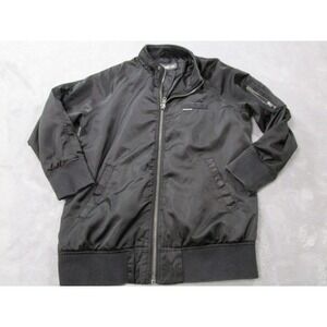 Members Only Bomber Jacket Womens XS-S Black Satin Racing